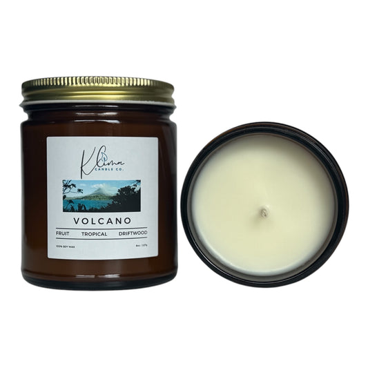 Volcano Candle by Klima Candle Co. – A tropical candle with pineapple, mango, and driftwood, evoking a beachy paradise.