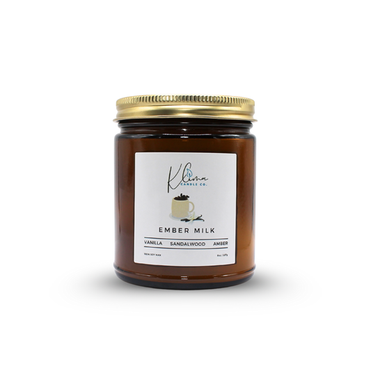 Cozy Ember Candle – Vanilla, Woods & Creamy Amber