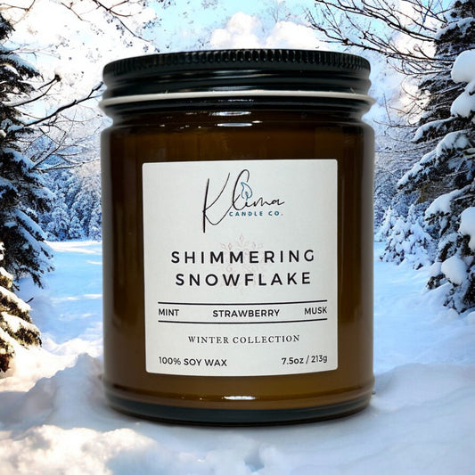 Shimmering Snowflake Candle – Mint, Black Currant & Vanilla